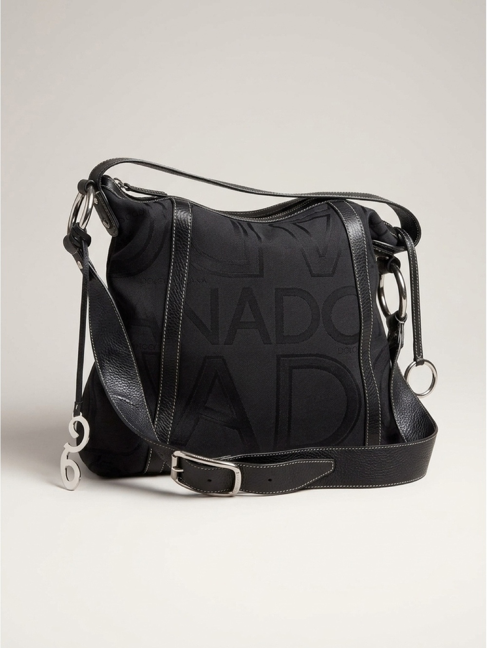 Dolce & Gabbana Canvas & Leather Hobo Shoulder Bag.